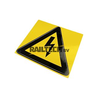 Sticker, driehoek hoogspanning, geel/zwart