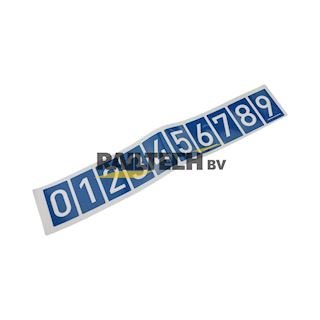 Sticker set nummer 0 t/m 9, blauw / wit