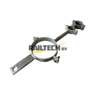 Bevestiging 1x630mm en beschermpijp 63mm aan ronde mast 219