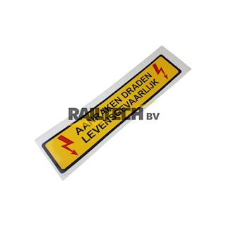 Sticker, 'aanraken draden levensgevaarlijk', 420x85mm