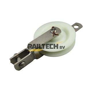 Wiel (88mm) voor draagkabel (tot 185mm²) met ophanging/arm